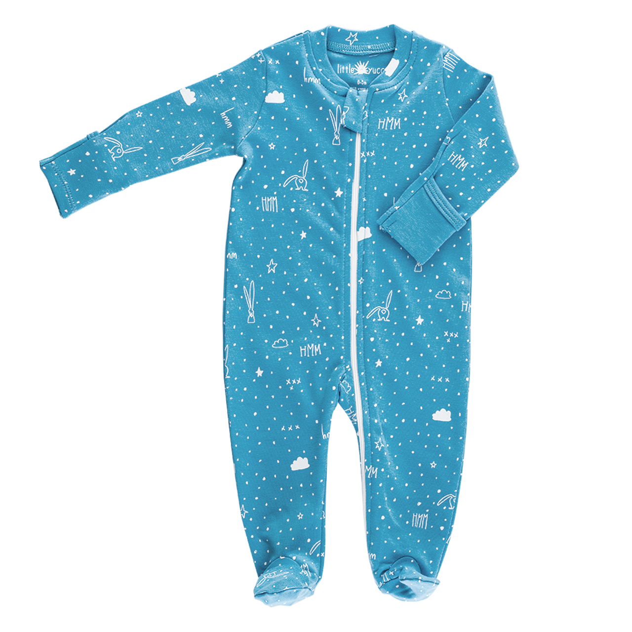 "Zip" Footed Jumpsuit - Sky Blue