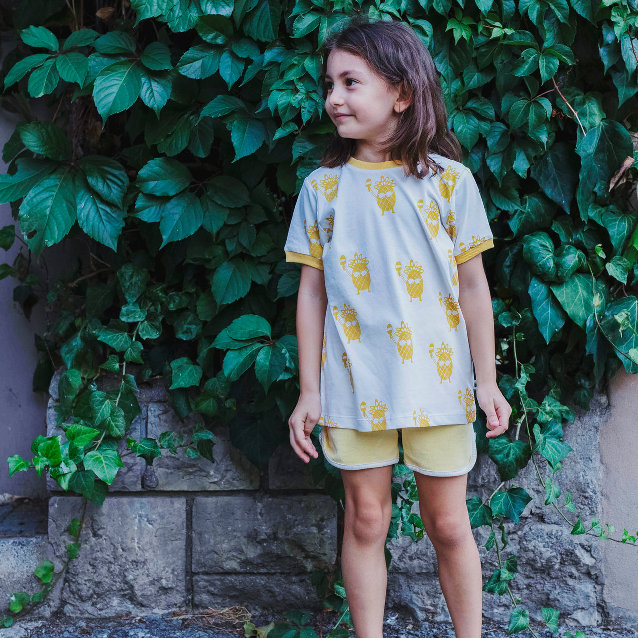 "Run" Havlu Penye Şort - Sarı