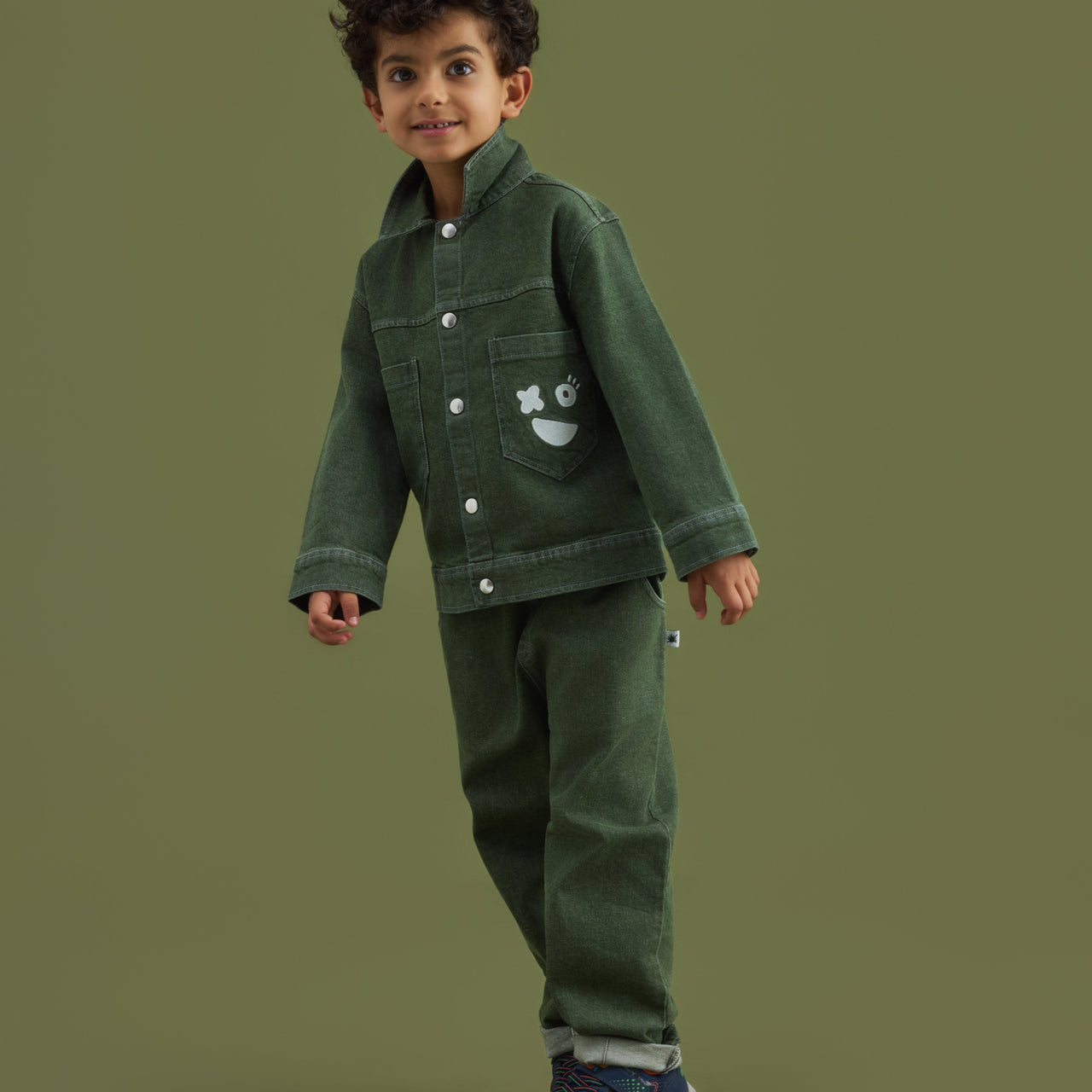 "Slouchy" Denim Pantolon - Yeşil