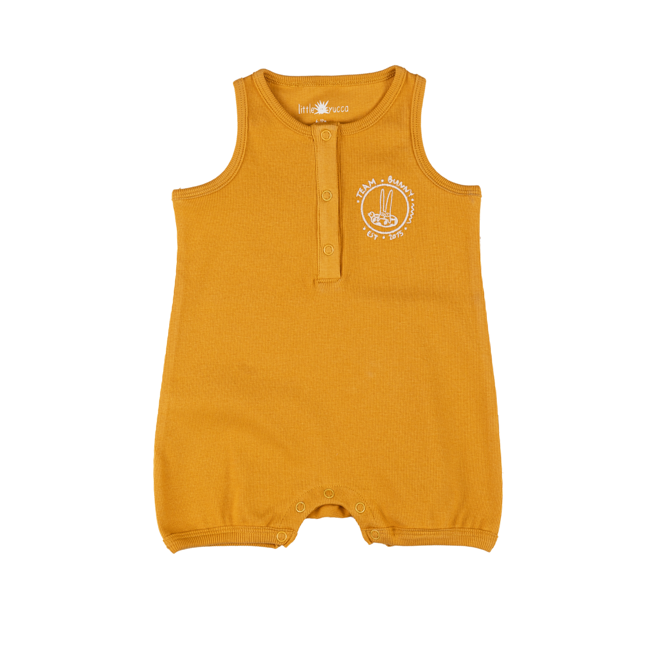 "Captain" Ribbed Romper - Saffron Yellow