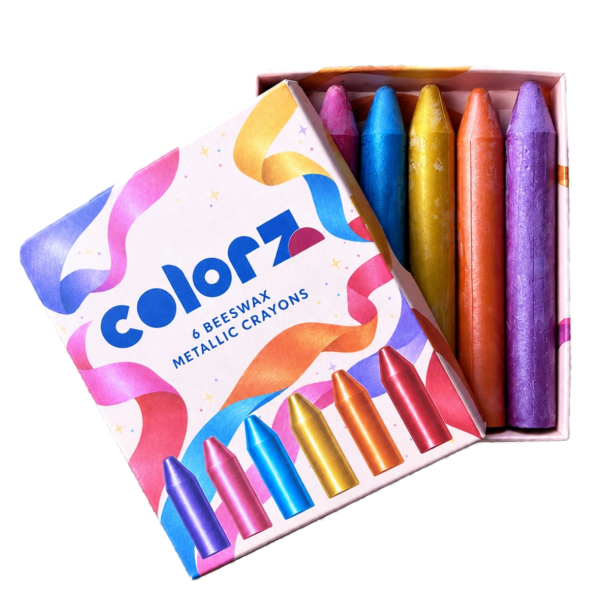 Colorz - Ribbon Metalic Beeswax Stick Crayons (6 Sticks)