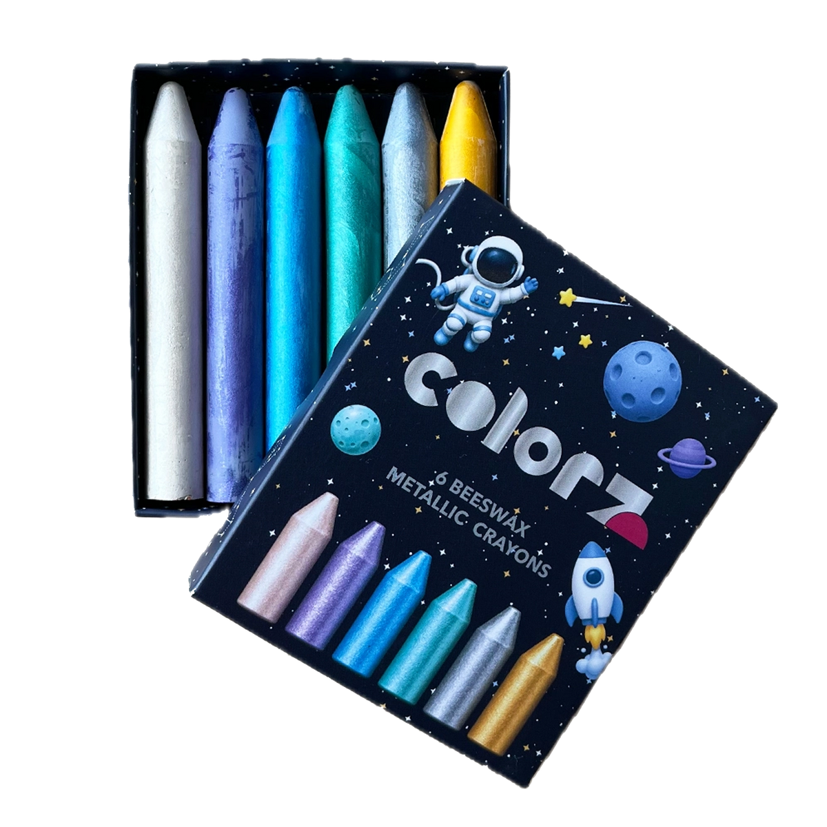 Colorz - Space Metalic Beeswax Stick Crayons (6 Sticks)