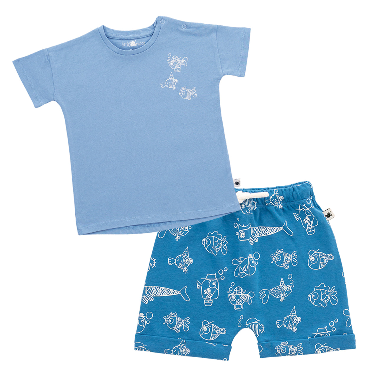 "Summer Baby" Set-Fishes Blue