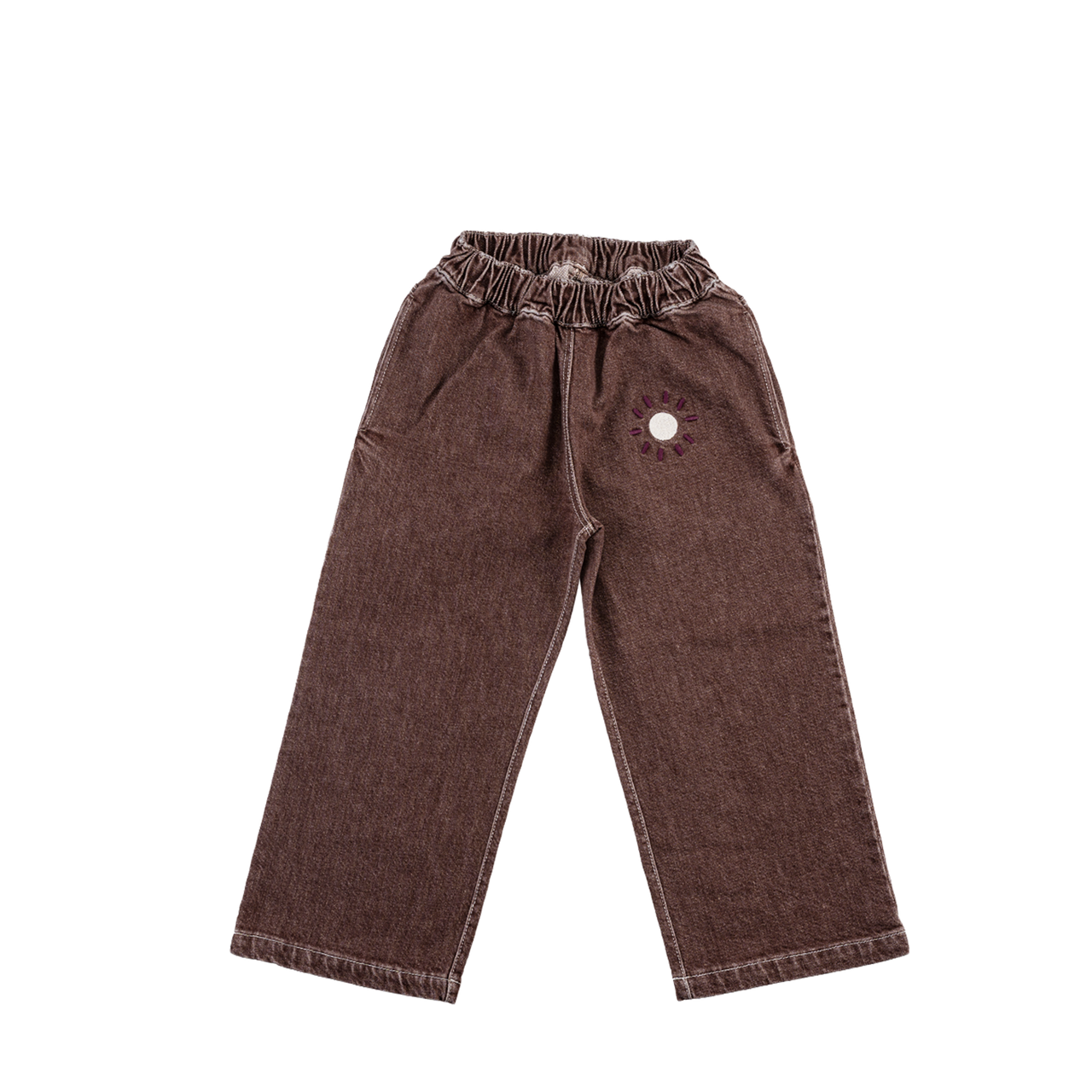 "Culotte" Denim Pantolon - Mor Kahve
