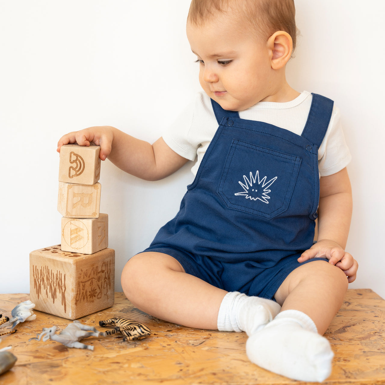 "Garden" Navy Canvas Dungarees