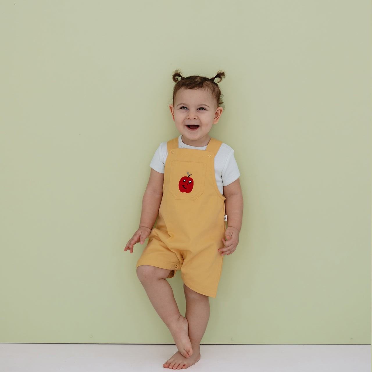 "Garden" Woven Short Dungarees - Yellow