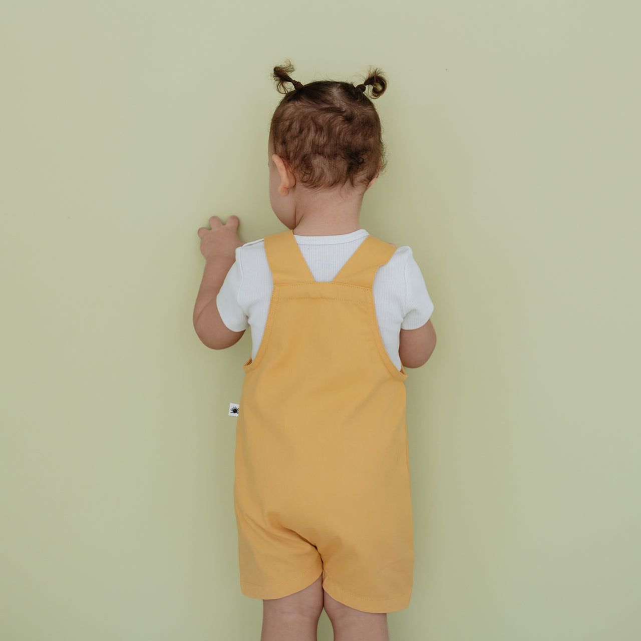 "Garden" Woven Short Dungarees - Yellow