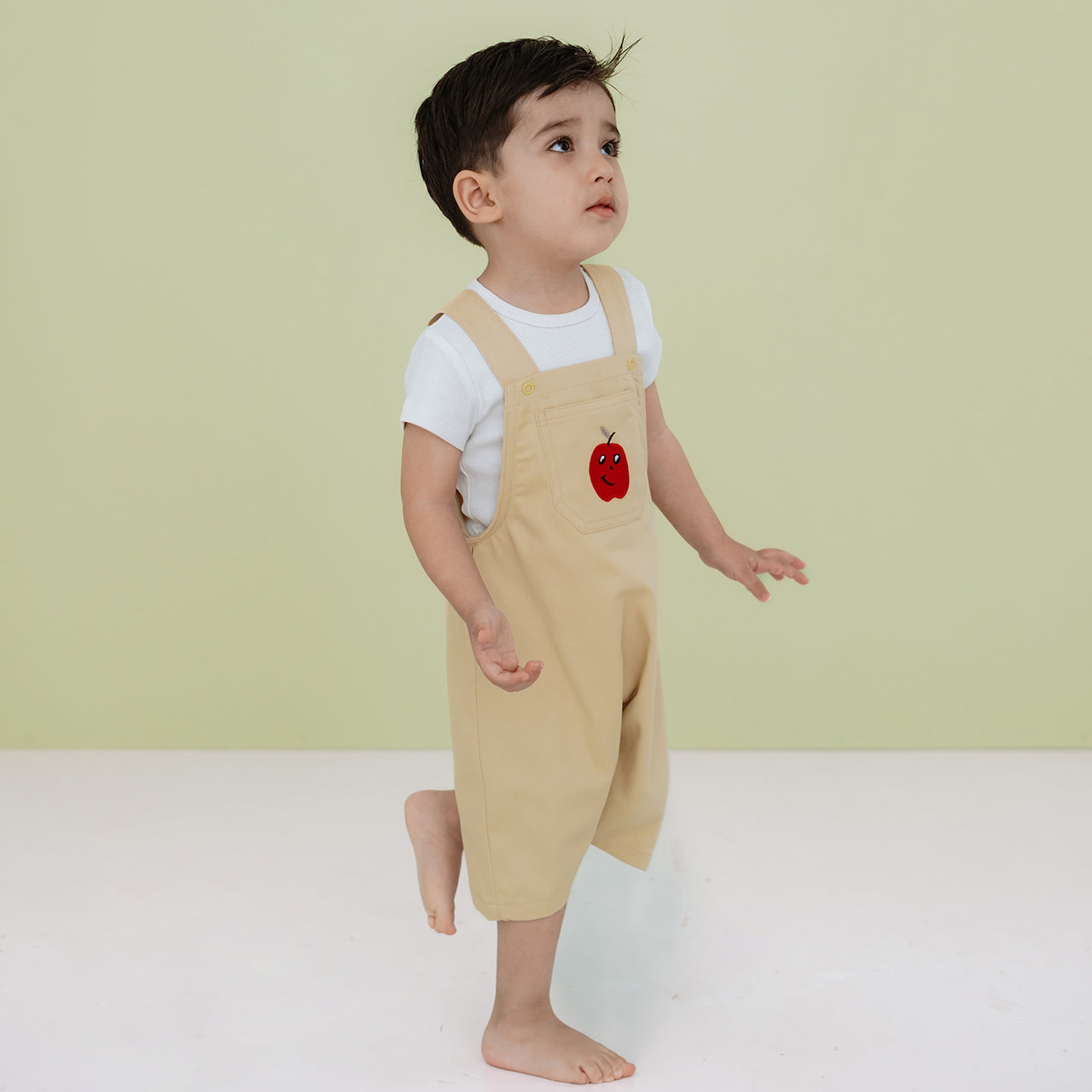 "Garden" Woven Short Dungarees - Green