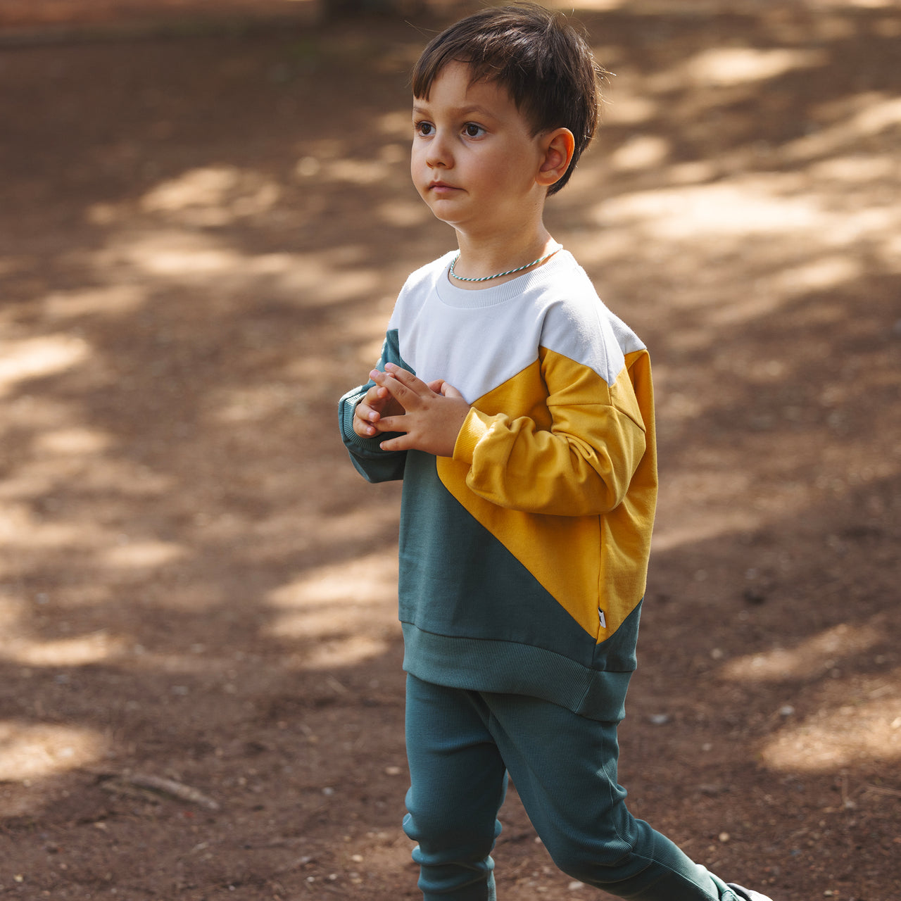 "Grow" Diagonal Sweatshirt - Saffron & Deep Green