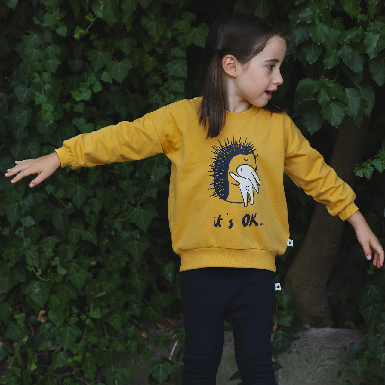 "Grow"Multicolor Sweatshirt - Safran Sarı