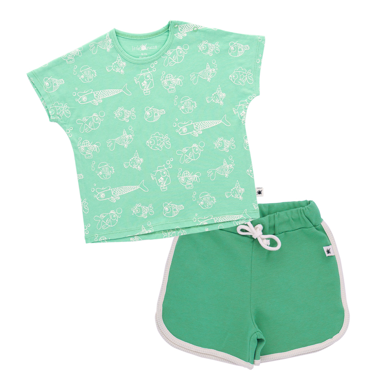 "Summer Baby" Set-Fishes Green