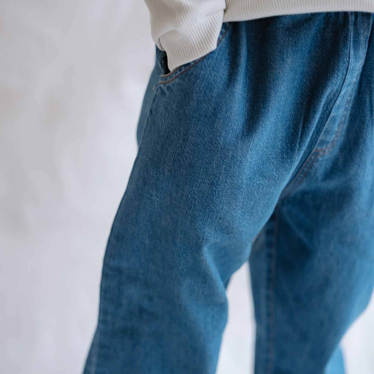 "Slouchy" İnce Denim Pantolon - Mid İndigo