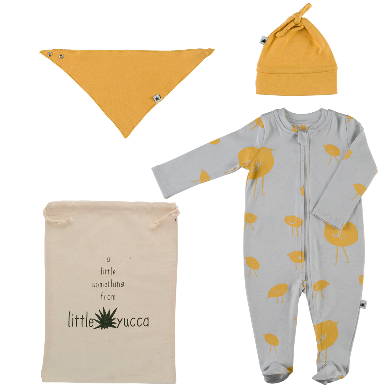 "Welcome" Baby Set - Light Grey & Saffron Yellow