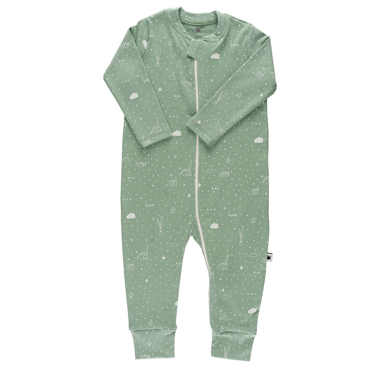 "Zip" Non-Footed Jumpsuit - Basil Green