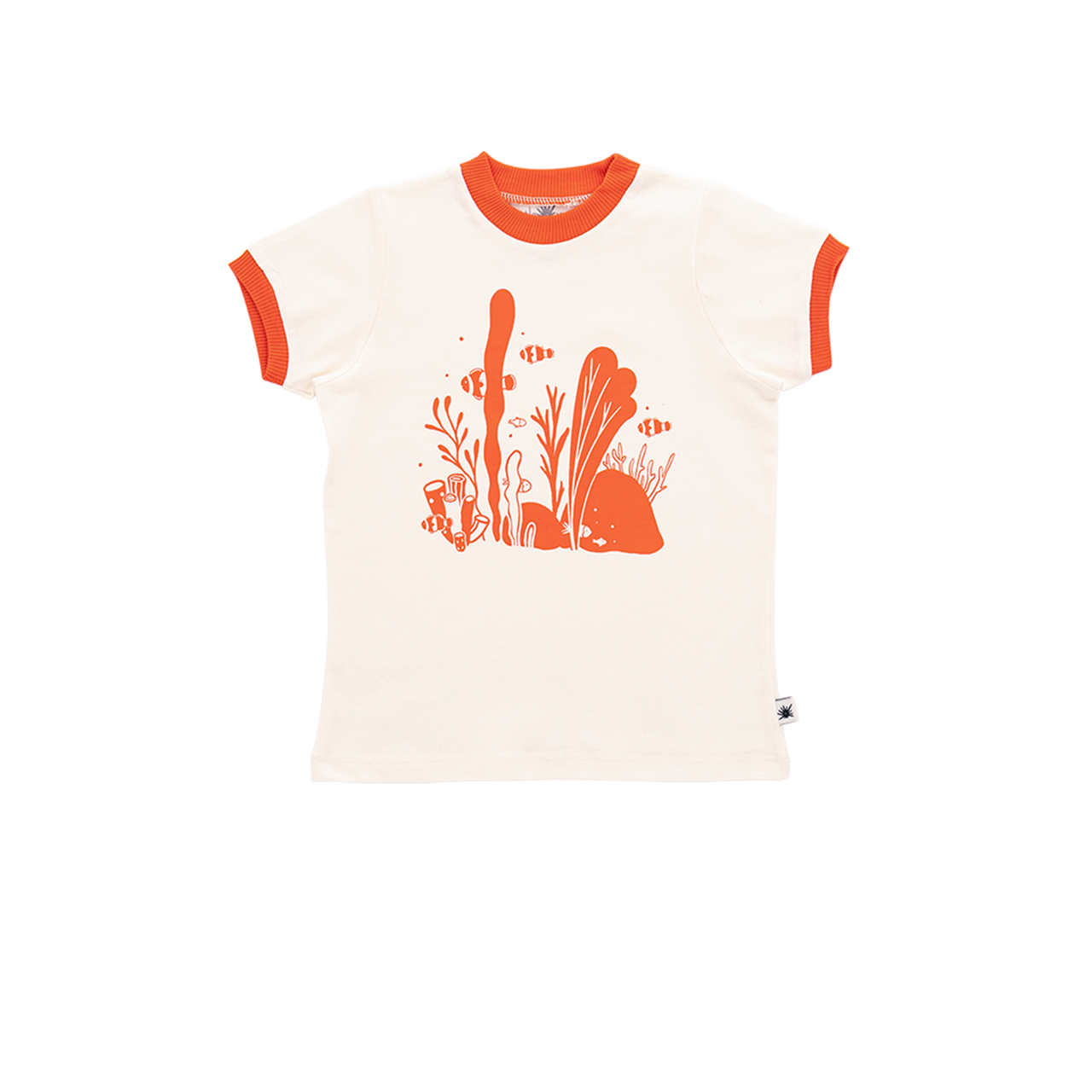 "Sporty" Tshirt - Offwhite & Dark Orange