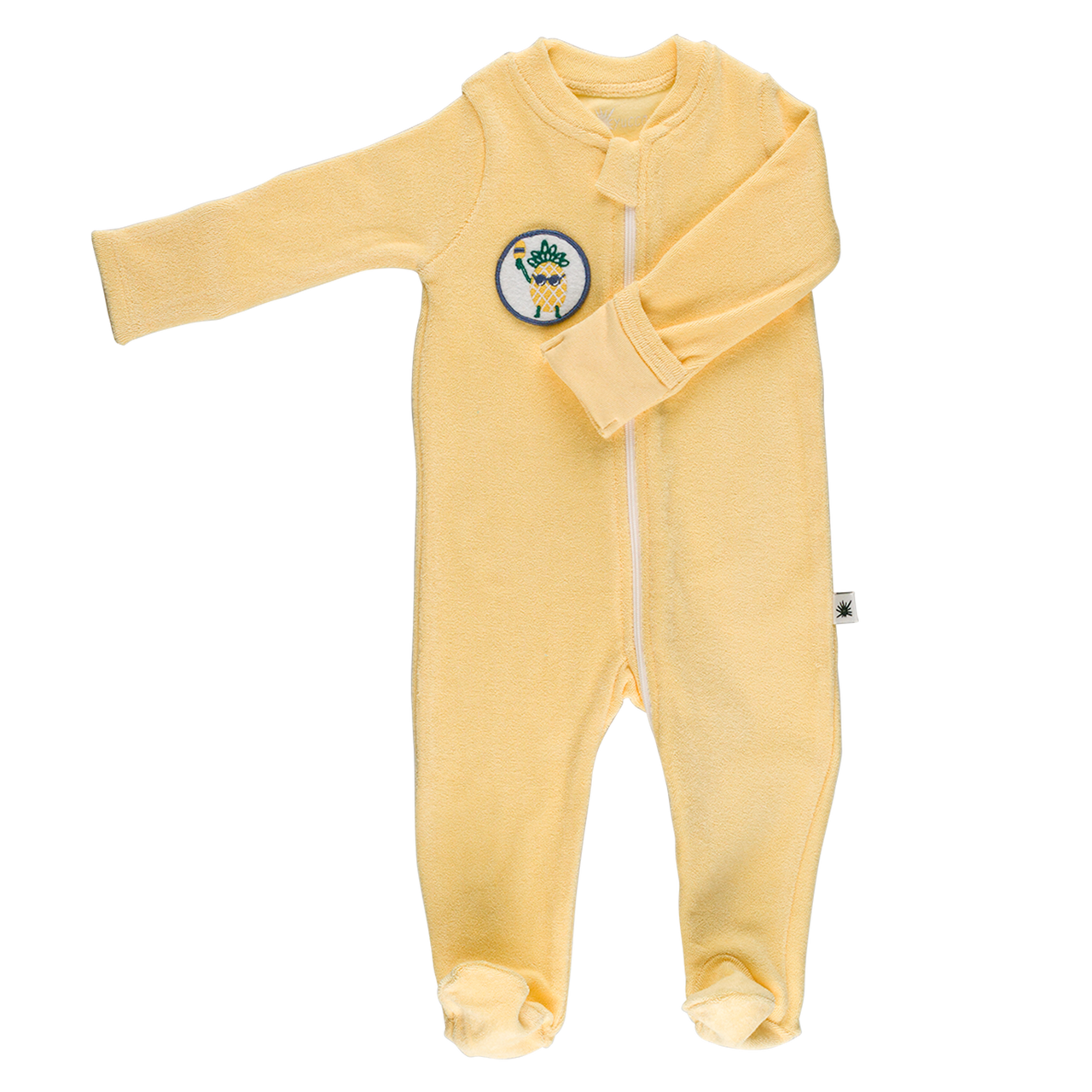 "Zip" Terry Towel Footed Jumpsuit - Yellow